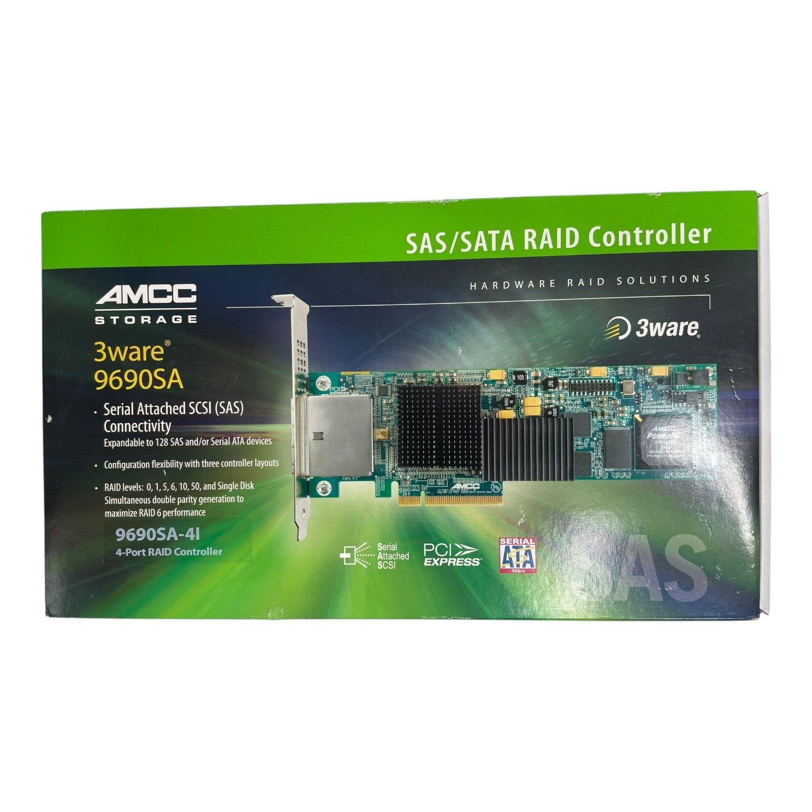 AMCC 3ware 9690SA-4I4E-SGL 8PORT SAS/SATA RAID Controller PCI Exp-x8 Low-Profile