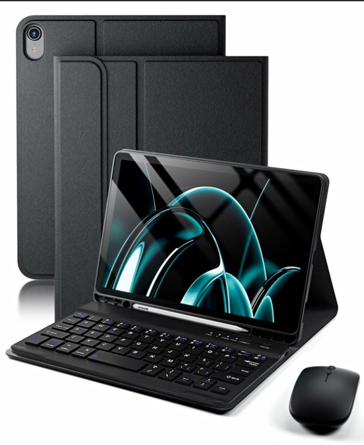 TUNKARMOR Keyboard Case for iPad Mini 7 A17 Pro Mini 6/7 8.3inch with Mouse. BLK