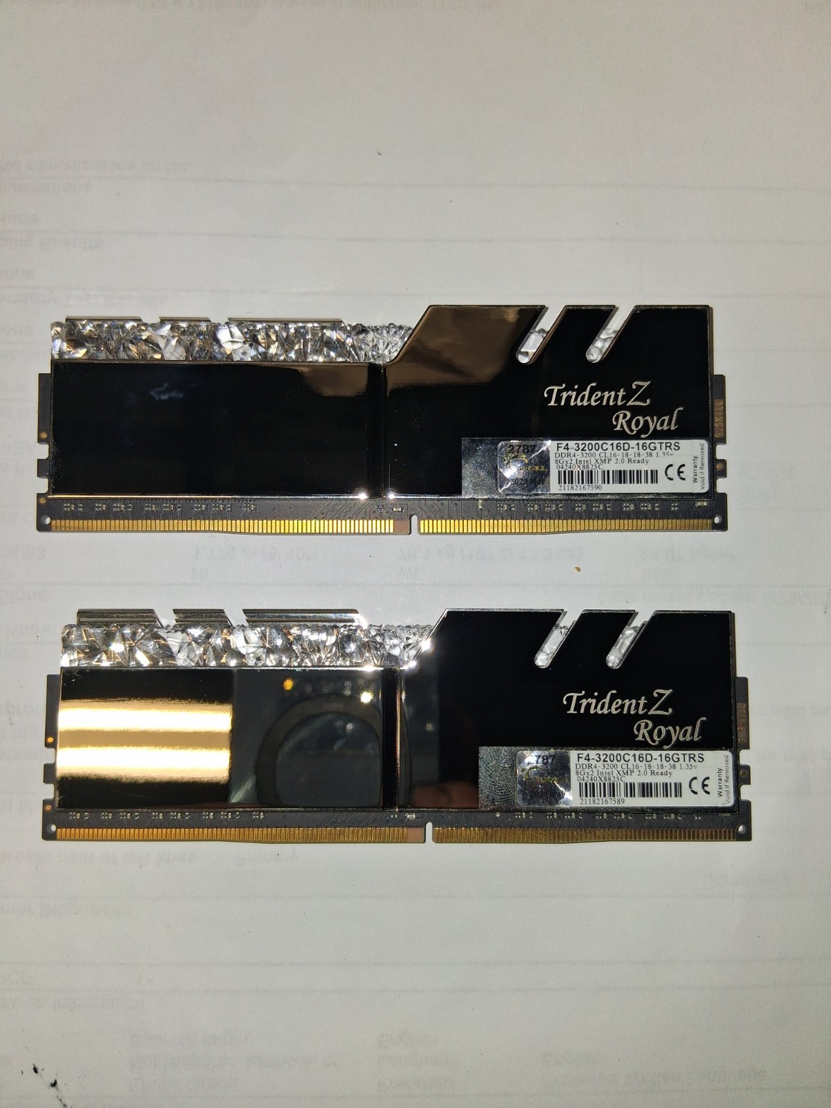 G.Skill 43200C16D16GTRS Trident Z Royal RGB 8GB DDR4-3200 Memory Kit 2 Pieces