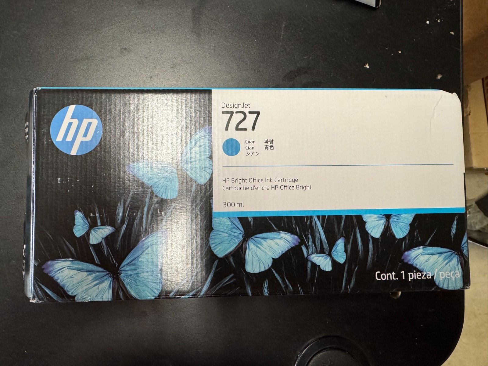 NEW OEM HP DesignJet 727 Cyan 300ML F9J76A- EXP January 2028