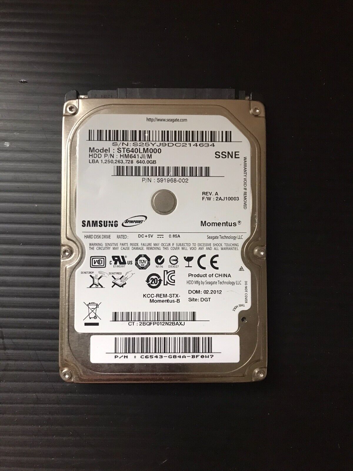 Samsung ST640LM000 Sata 2.5"  640GB HDD Internal Notebook Laptop PC Disc