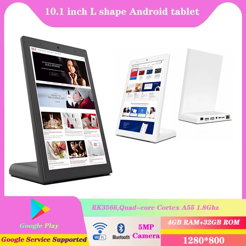 10.1 Inch L-Shape Desktop Tablet Vertical Screen Kiosk Android 11 tablet Touch S