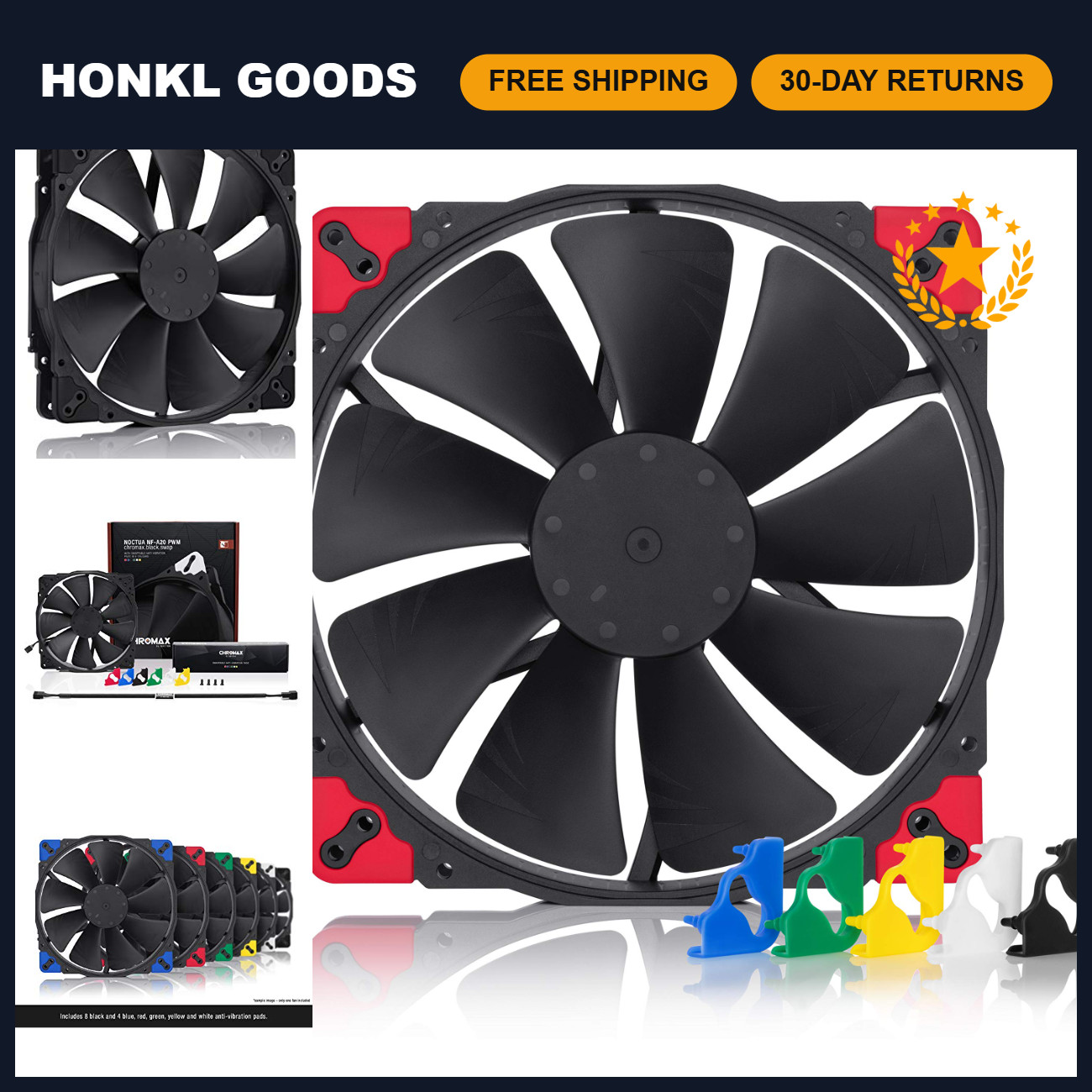 High-Performance 200mm Quiet PWM Fan - Noctua NF-A20 Chromax Black, Low Noise