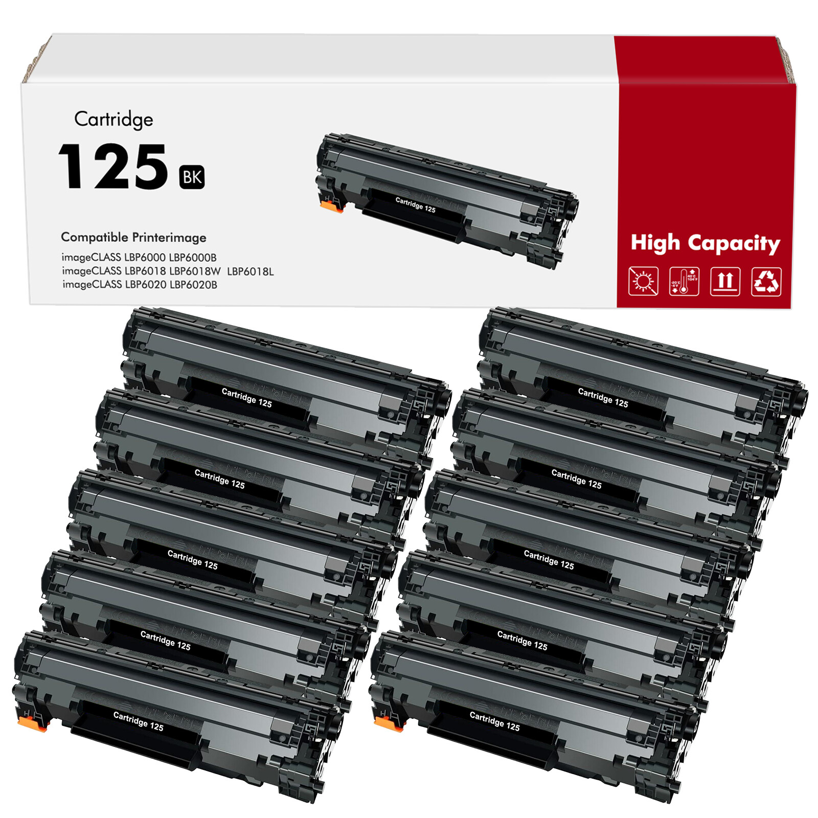 10x CRG125 3484B001AA Toner Cartridge Compatible for Canon 125 imageCLASS MF3010