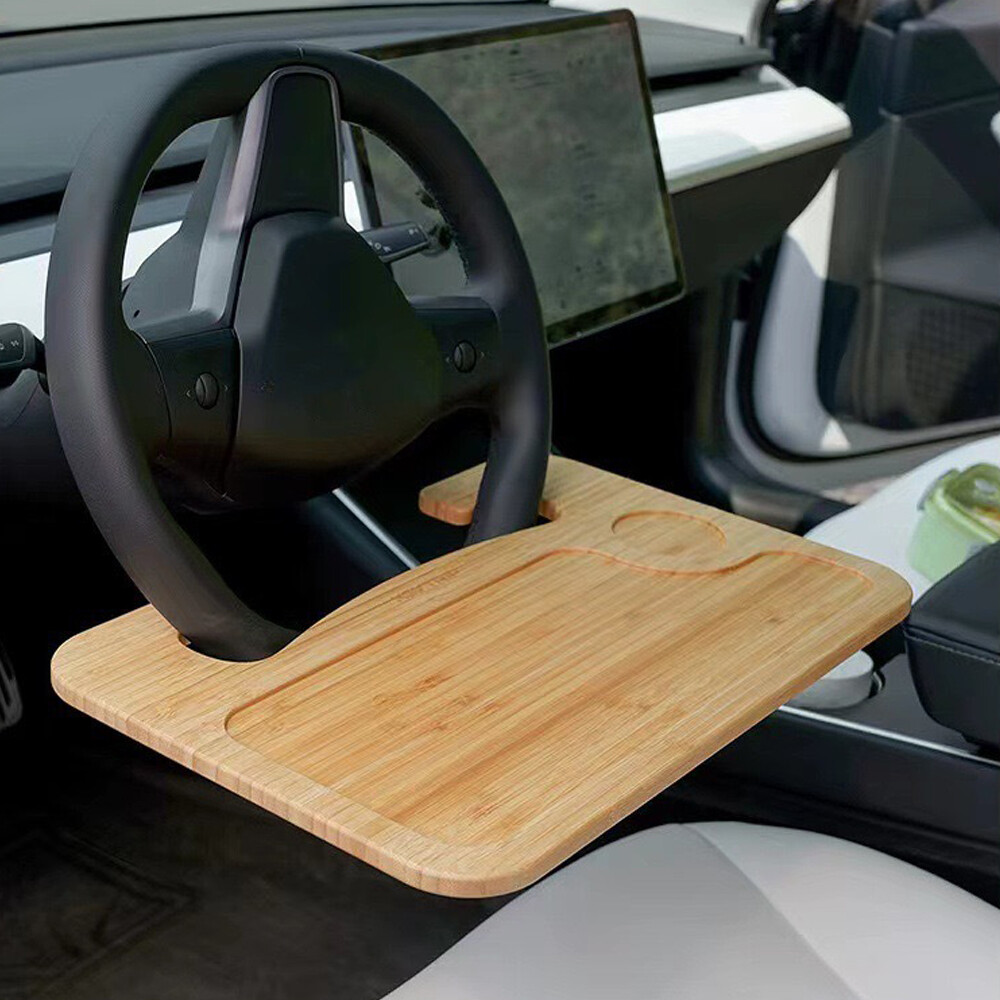 Car Steering Wheel Bamboo Desk for Car Laptop Tray Car Food Tray for Eating