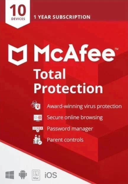 McAfee Total Protection- 10 Devices / 1 Year- Global
