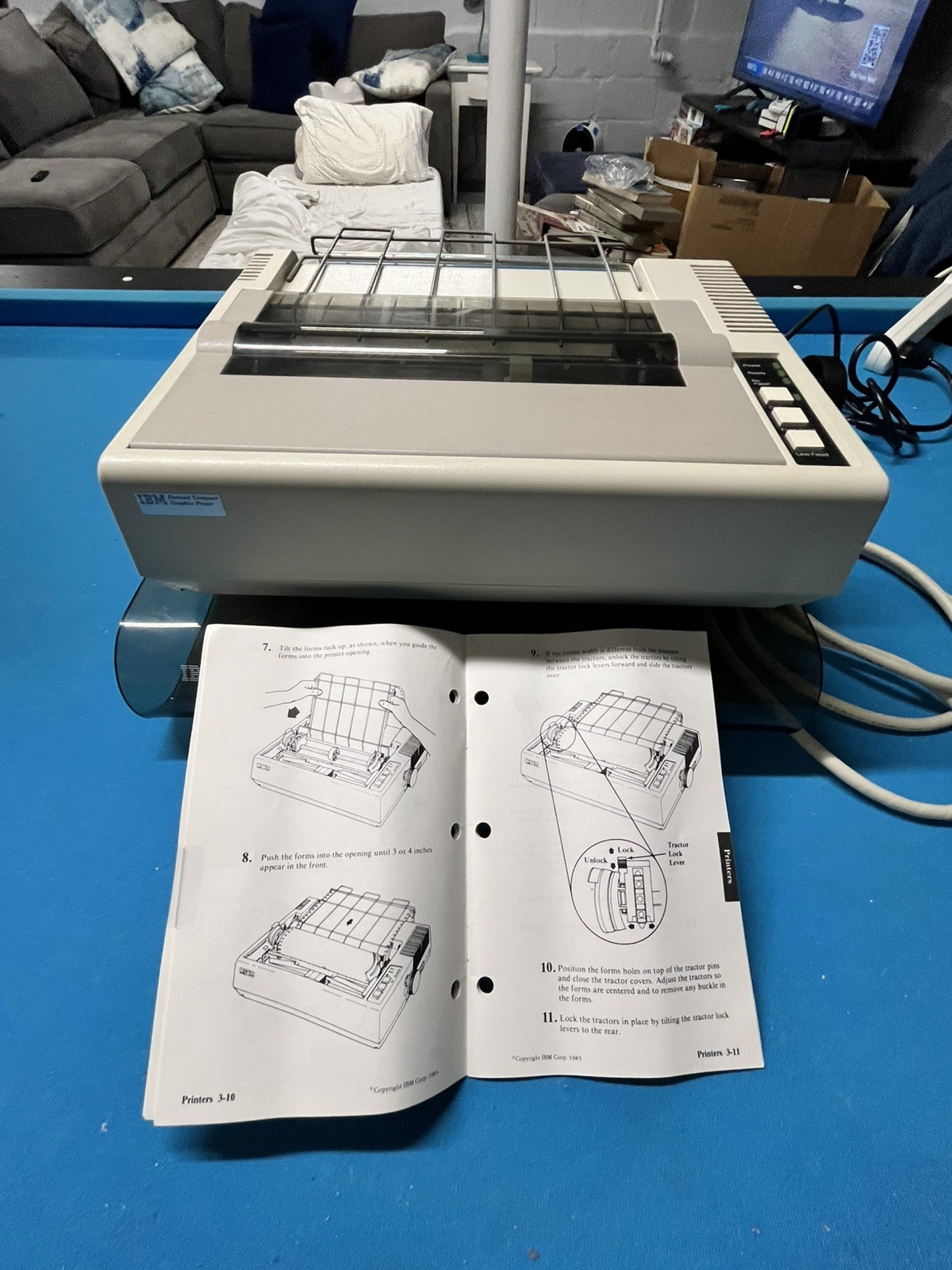 Vintage IBM Graphics Printer Dot Matrix w/Cable 5152002 plus stand