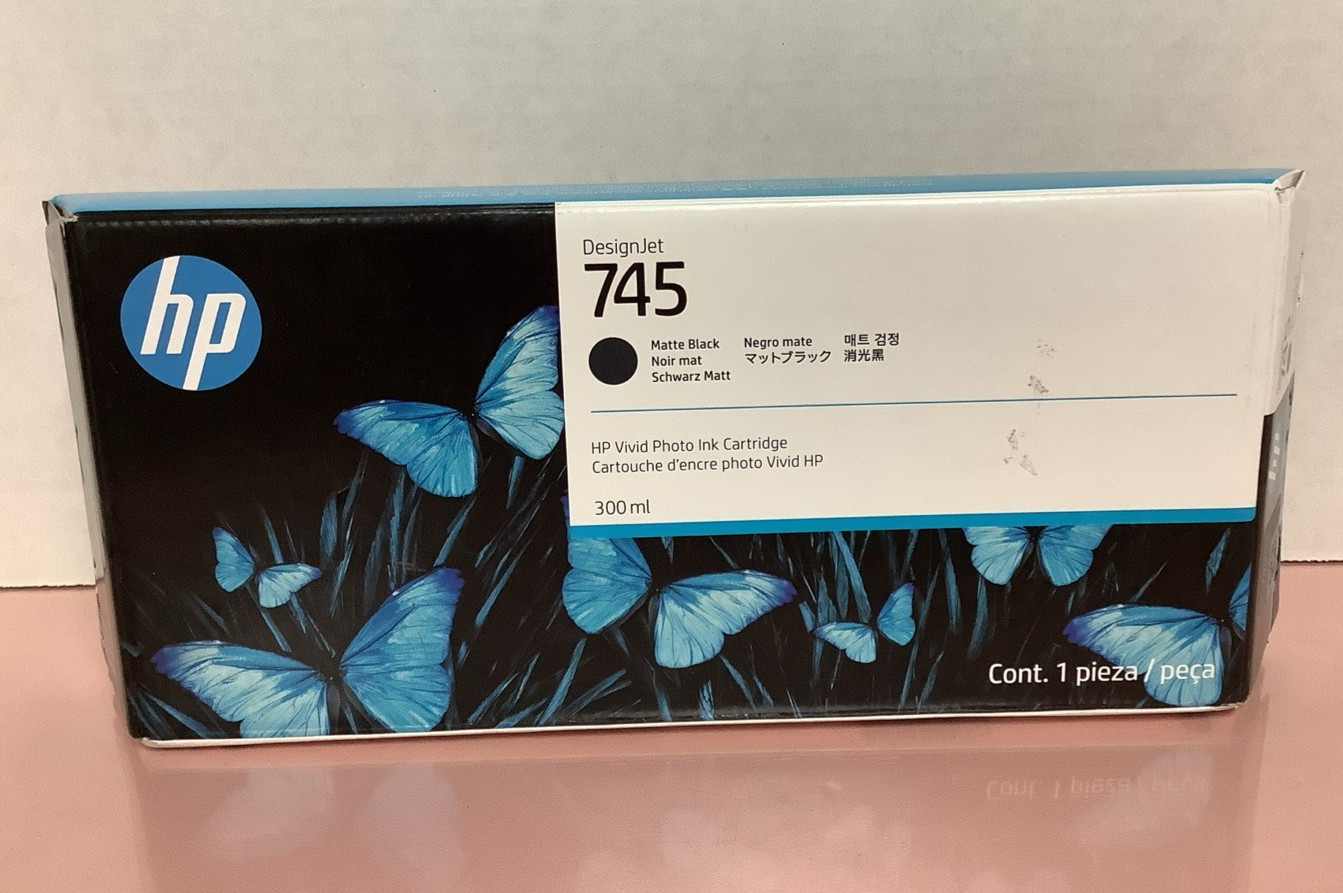 Genuine HP DesignJet 745 Matte Black 300ml Ink Cartridge (F9K05A) exp 08/2028
