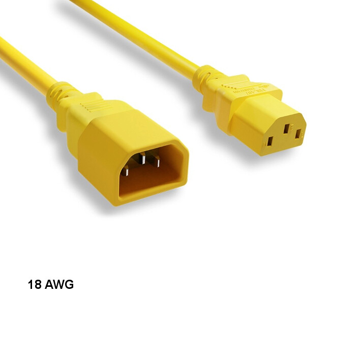 LOT 10pcs Yellow 4ft 18AWG Color Power Cable IEC60320 C13 to IEC320 C14 10A/250V