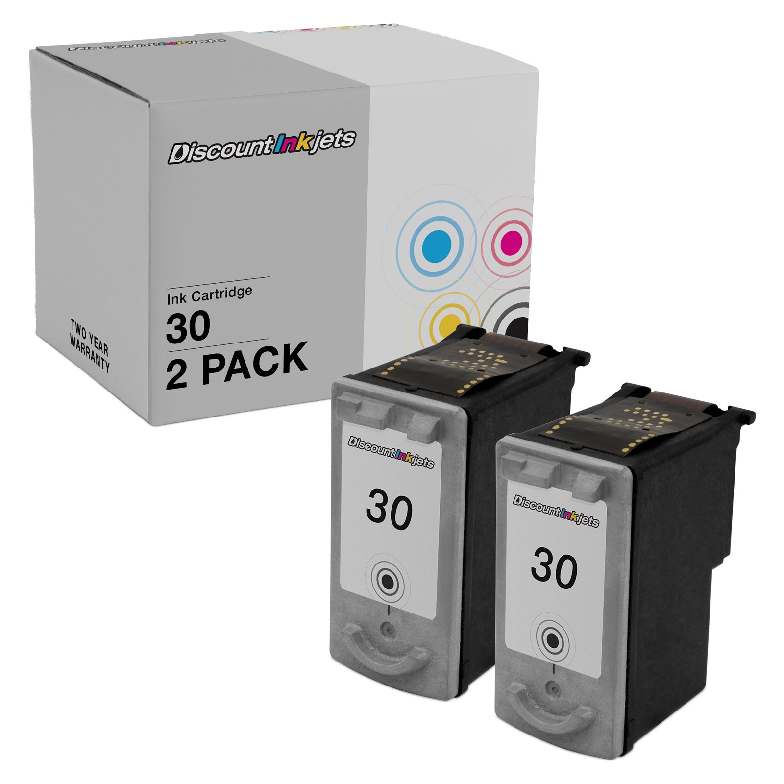 2PK Reman PG30 for Canon PG-30 BLACK 1899B002 Inkjet Cartridge PIXMA MP140 MP190