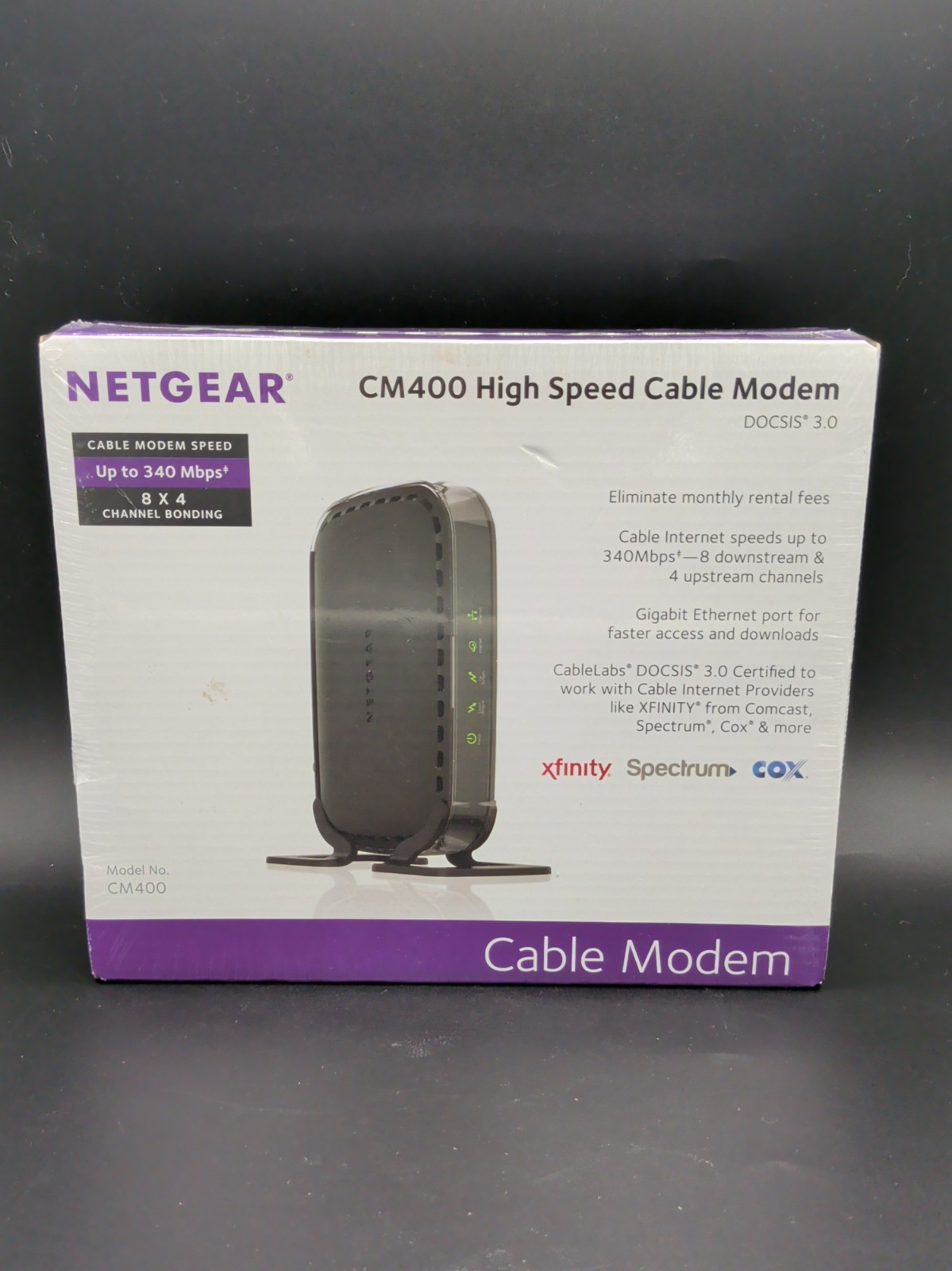 NETGEAR CM400 DOCSIS 3.0 Cable Modem 340 Mbps XFINITY Black 1-Port RJ-45