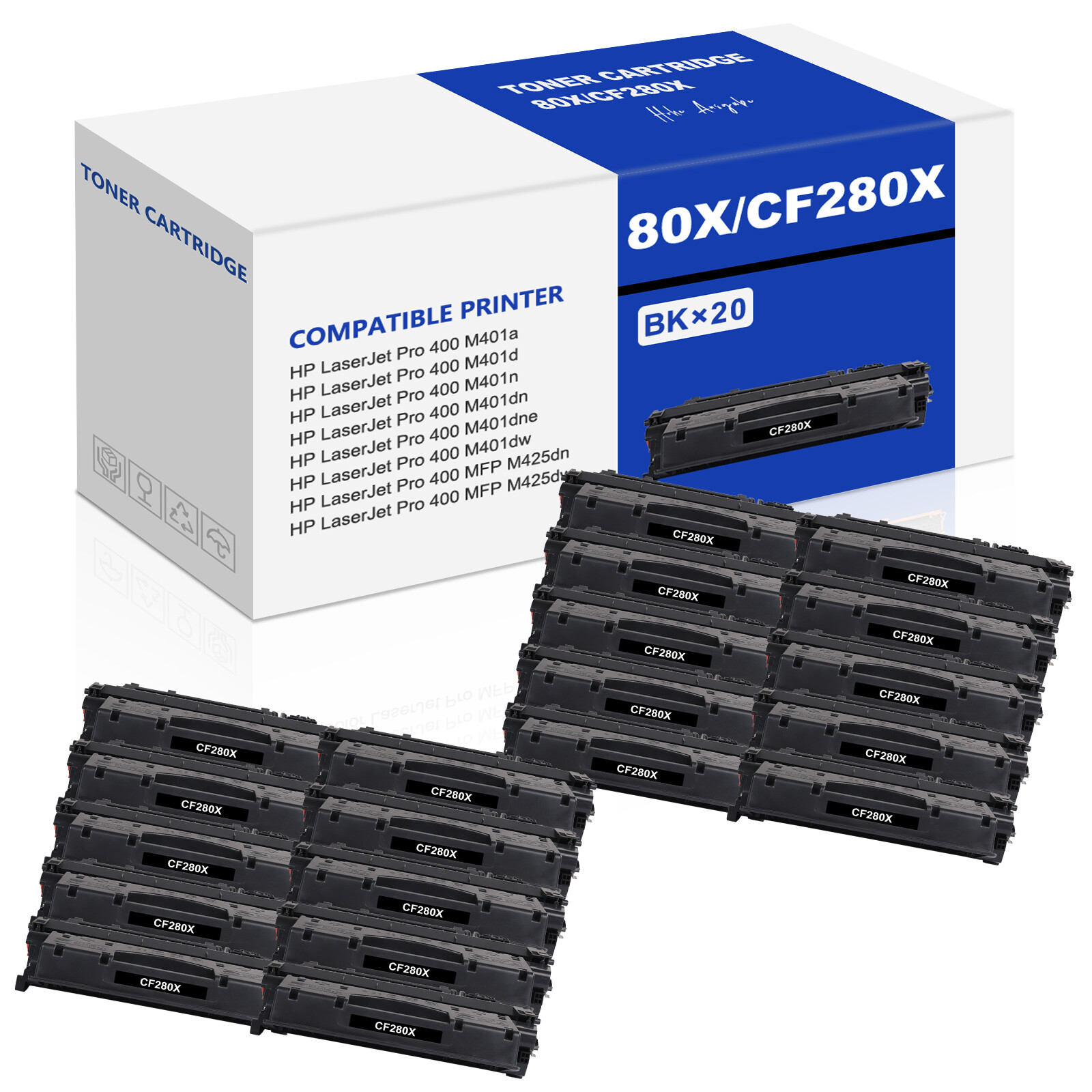 20x CF280X Toner Cartridge for HP 80X Laserjet Pro 400 M401n M401d M401dw M425dn