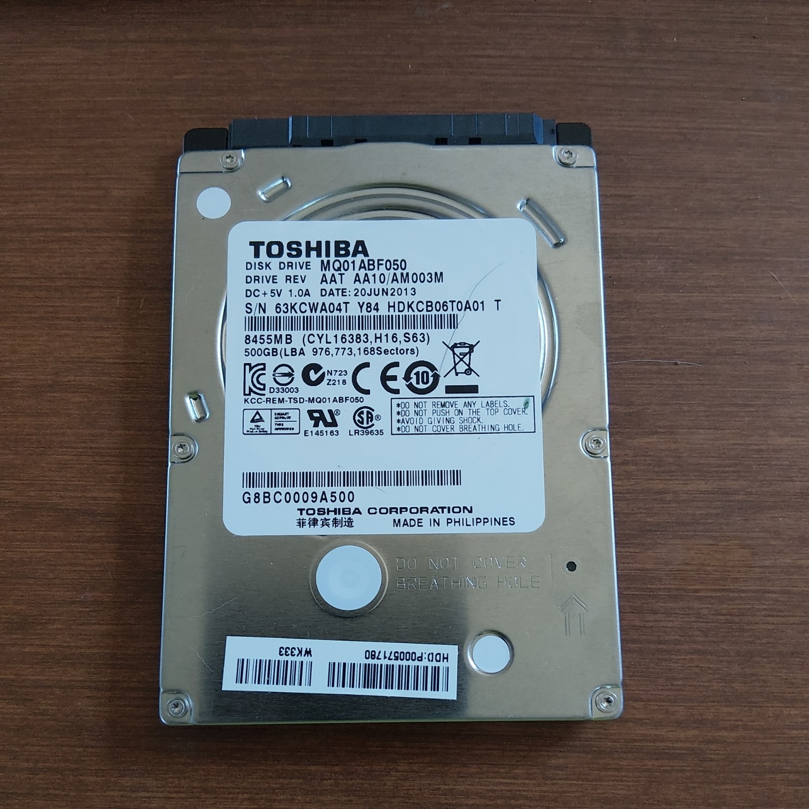 Toshiba  MQ01ABF050 500 GB 2.5" SATA III 5.4K Laptop Hard Drive - TESTED GOOD