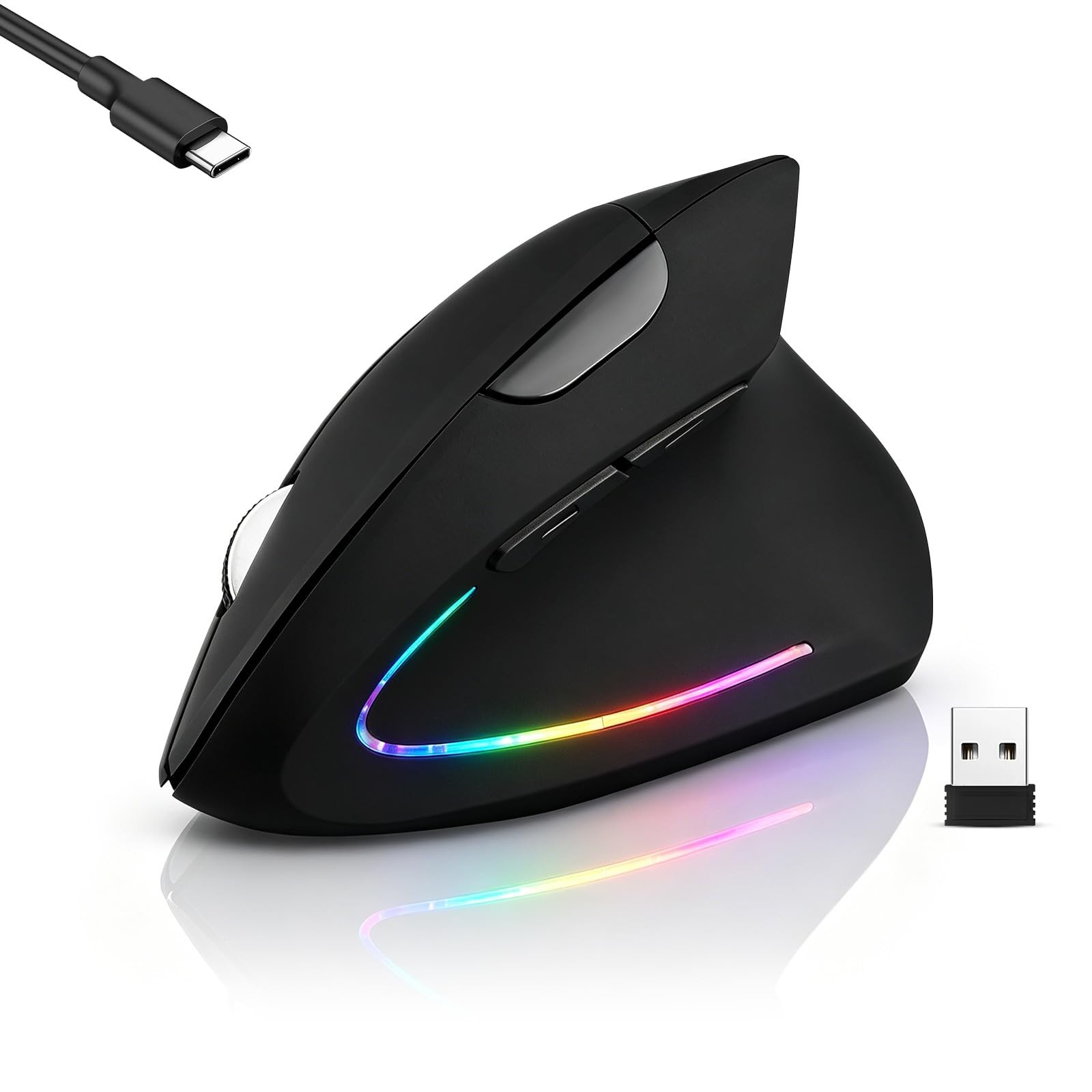 Wireless Bluetooth Ergonomic Vertical Mouse, Rechargeable Silent Slim Laptop ...