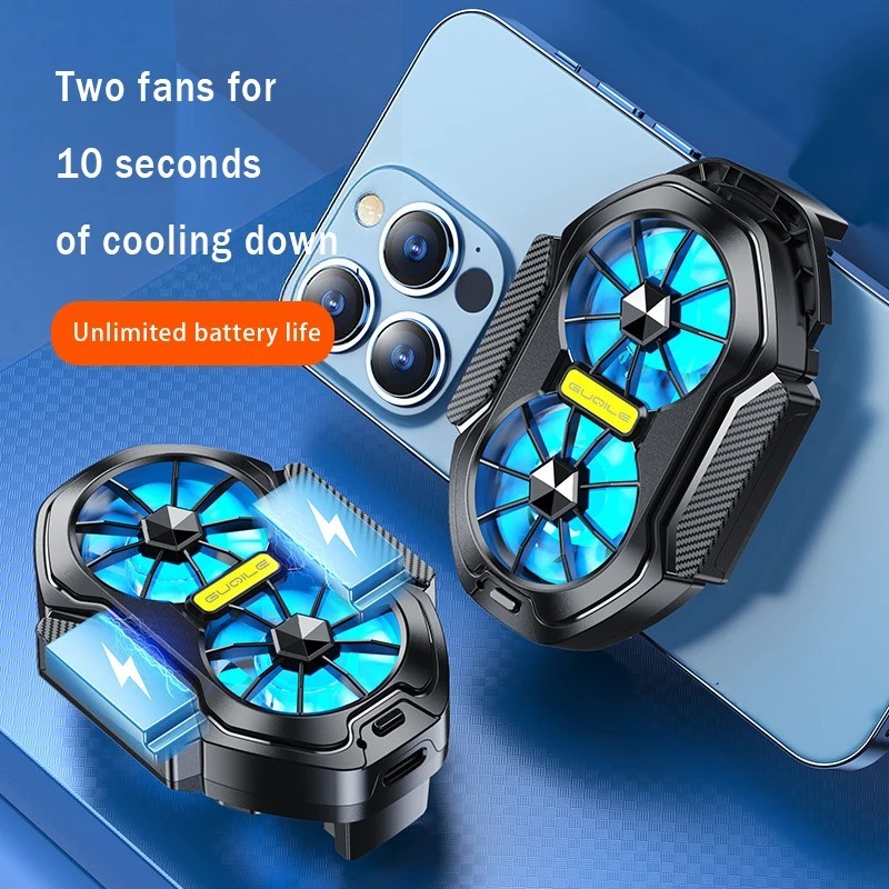 Dual Fan Rechargeable Phone Cooler – Portable Gaming Cooler - For iPhone Android