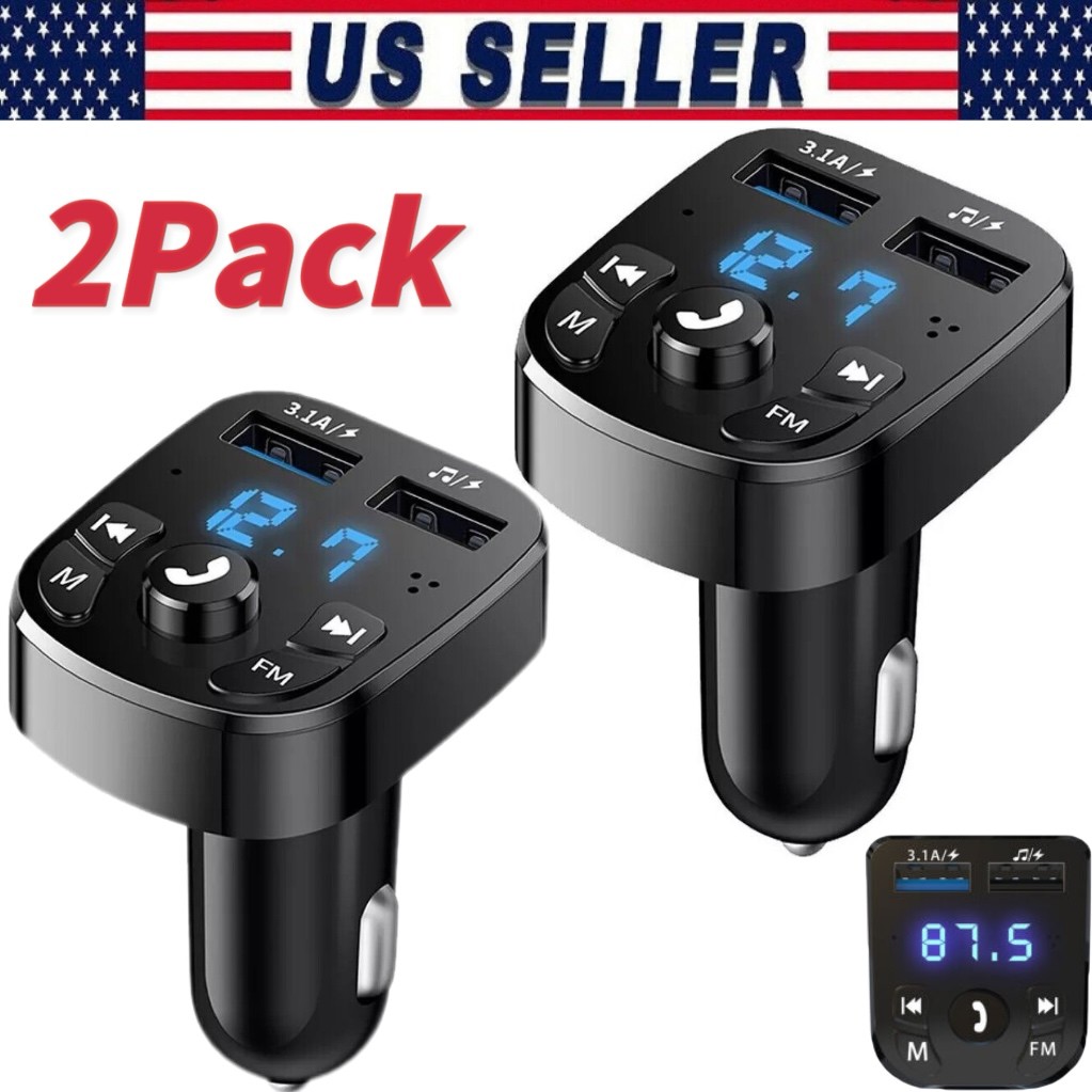 Bluetooth 5.0 Car Wireless FM Transmitter Adapter 2USB PD Charger AUX Hands-Free