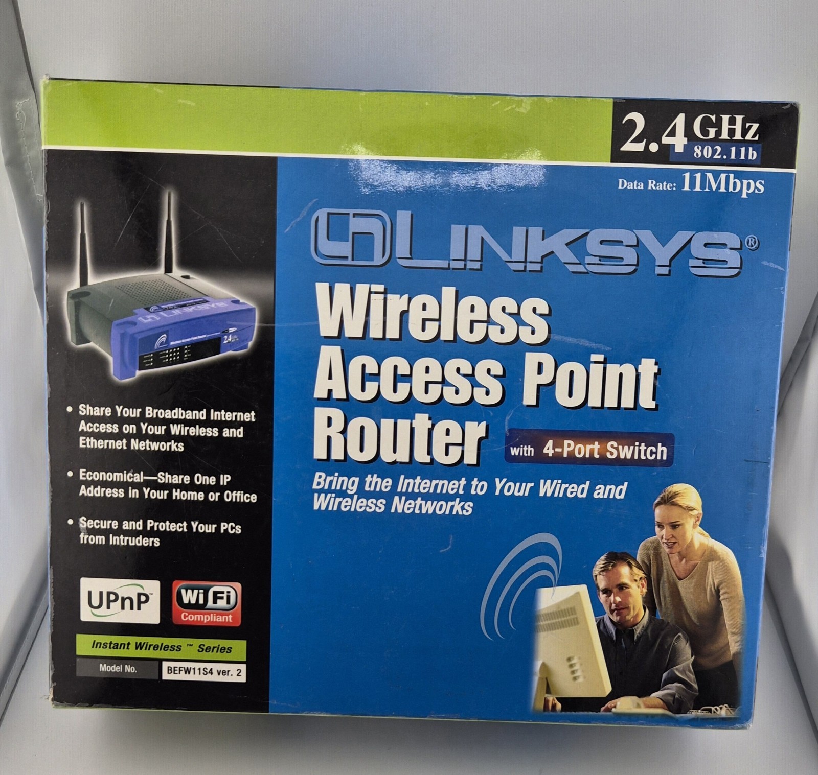 Linksys BEFW11S4 ver. 2 4-Port Wireless Access Point Router 2.4GHz 802.11b 