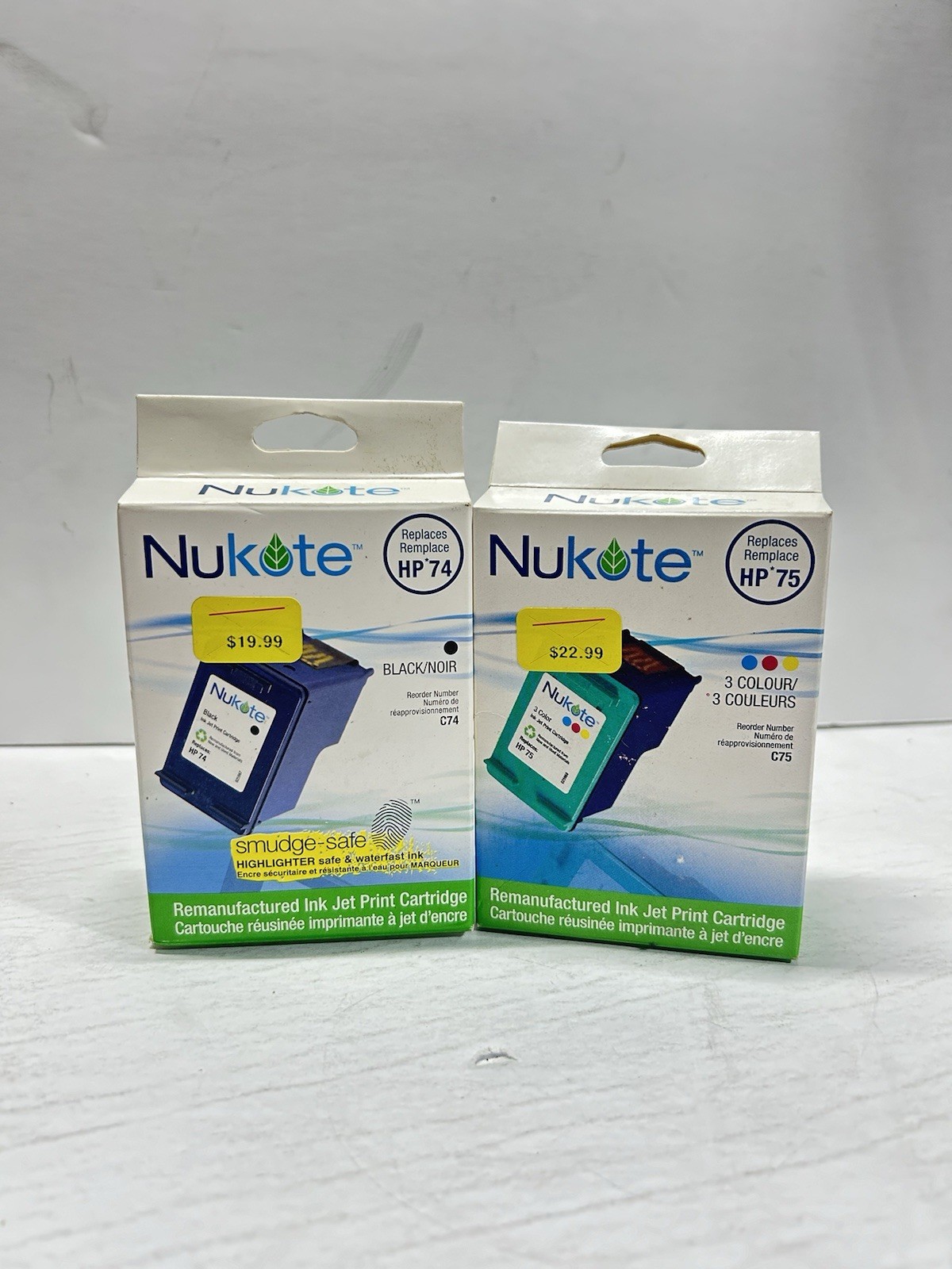 2 Packs Nukote Black and 3 colors ink jet cartridge Replaces HP74 & HP75