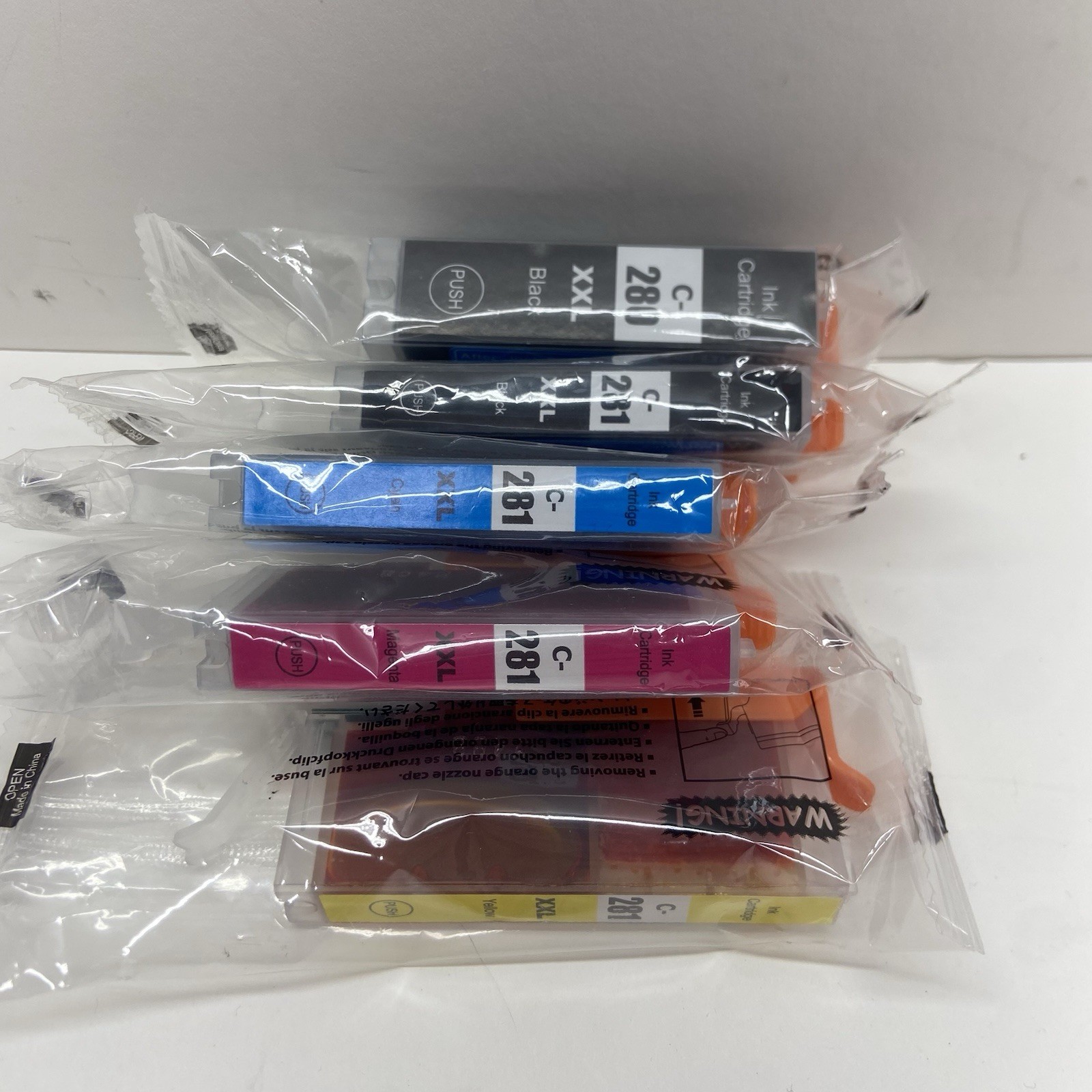 LOT OF 5 INK CARTRIDGE 280 XXL. 281XXL Black Cyan Yellow Magenta