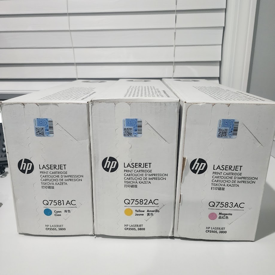 HP 503A Color Toner Set- Q7581AC Cyan, Q782AC Yellow, Q7583AC Magenta Lot of 3