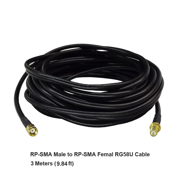 Low Loss RP-SMA Male to RP-SMA Female RG58 U Coaxial Cable 9.84ft 3-Meter