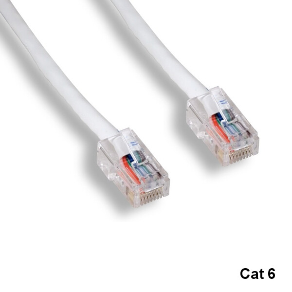Kentek White 10ft Cat6 UTP Patch Cord No Boot 24AWG 550MHz Pure Copper Ethernet