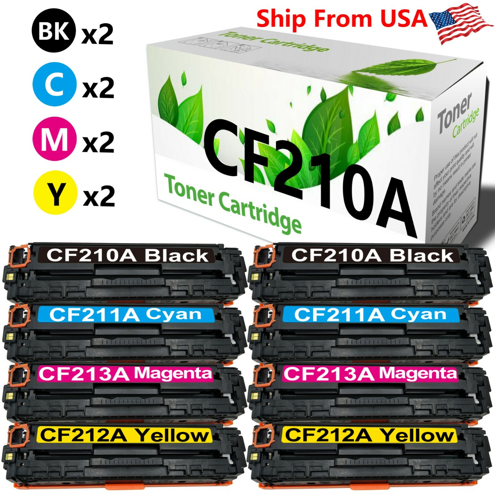 8PK 131A Toner Cartridge replace for CF210A-3A Color MFP M276nw M251nw M251n