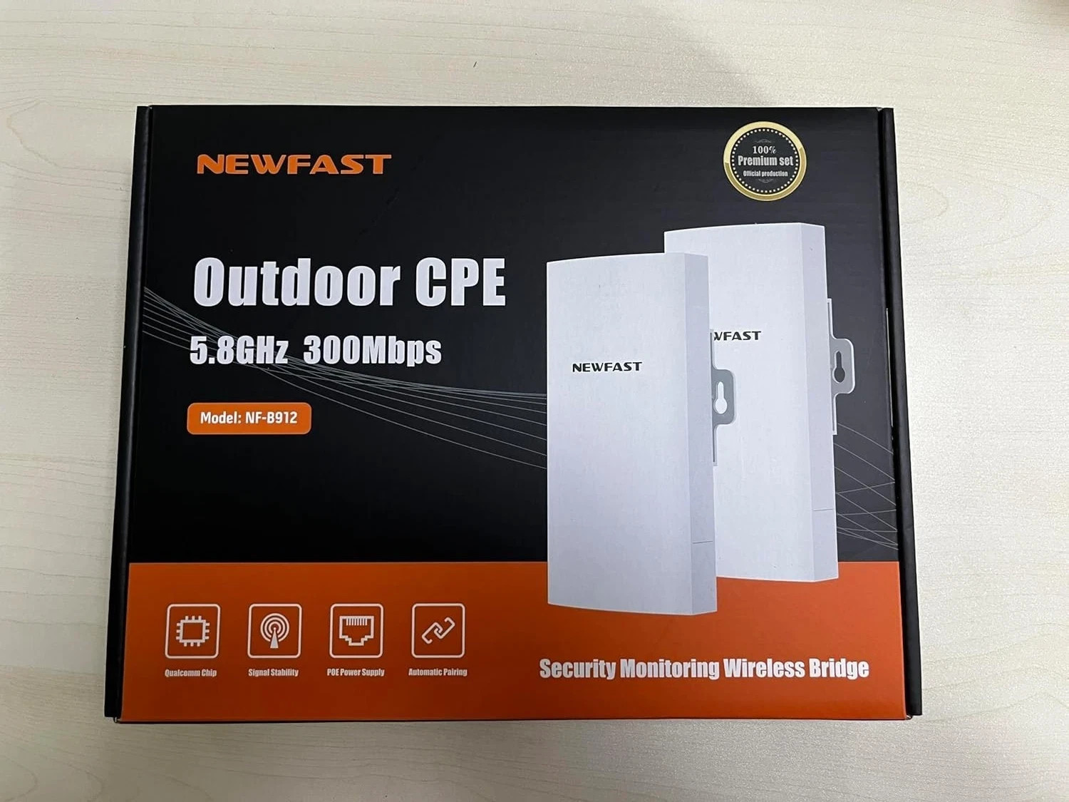 2pcs Wireless Bridge, Outdoor CPE 5.8GHz 300Mbps Security Monitoring NF-B912
