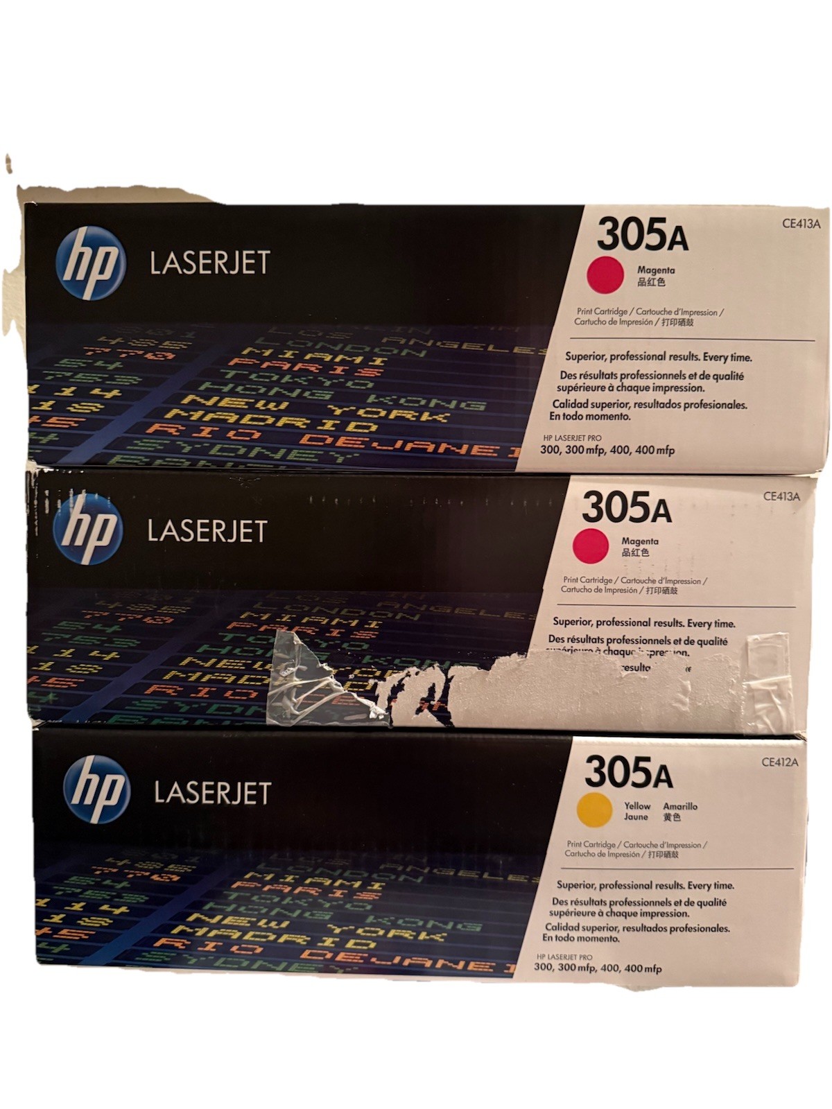 Lot of 3 HP LaserJet 305A  2x MAGENTA YELLOW Print Cartridges NEW *SEALED*