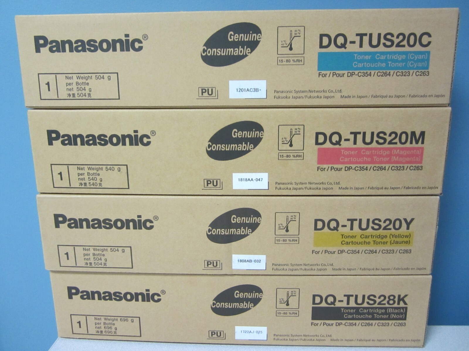 ONE SET PANASONIC TONER DQ-TUS28K,DQ-TUS20,Y,C,M,(NEW SEALED)