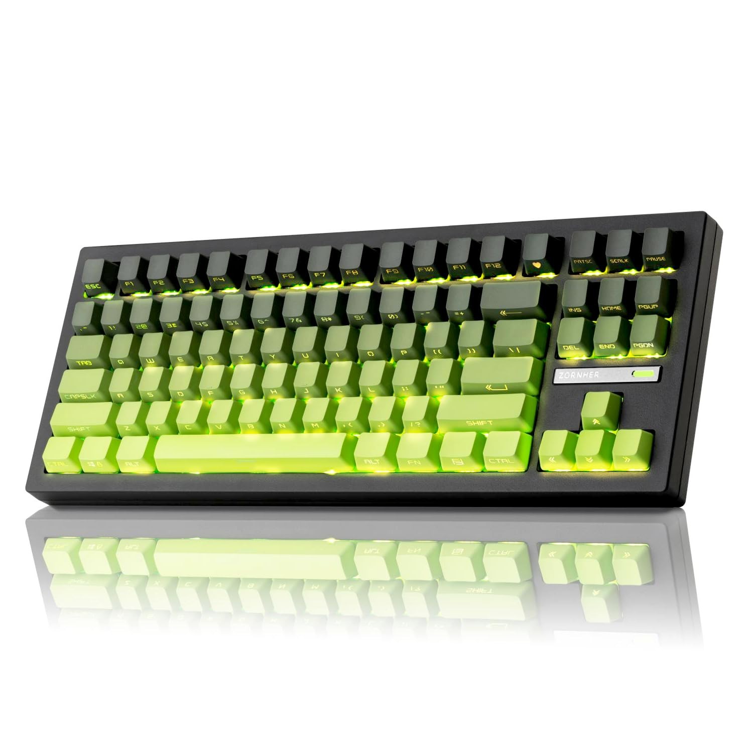ZORNHER ZH870 Wireless Mechanical Gaming Keyboard,80% Green Custom Creamy Sou...