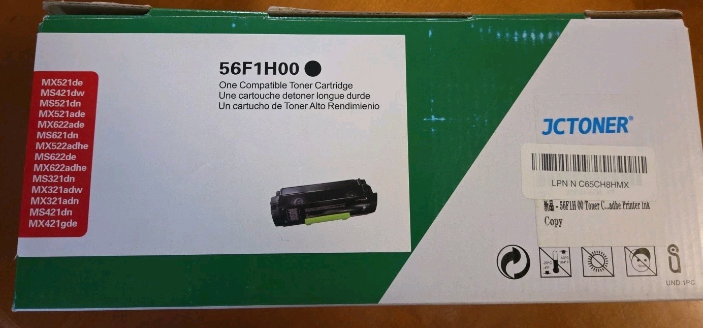 56F1H00 High Yield Black Toner for Lexmark MS321 MS421 MS521 MS621