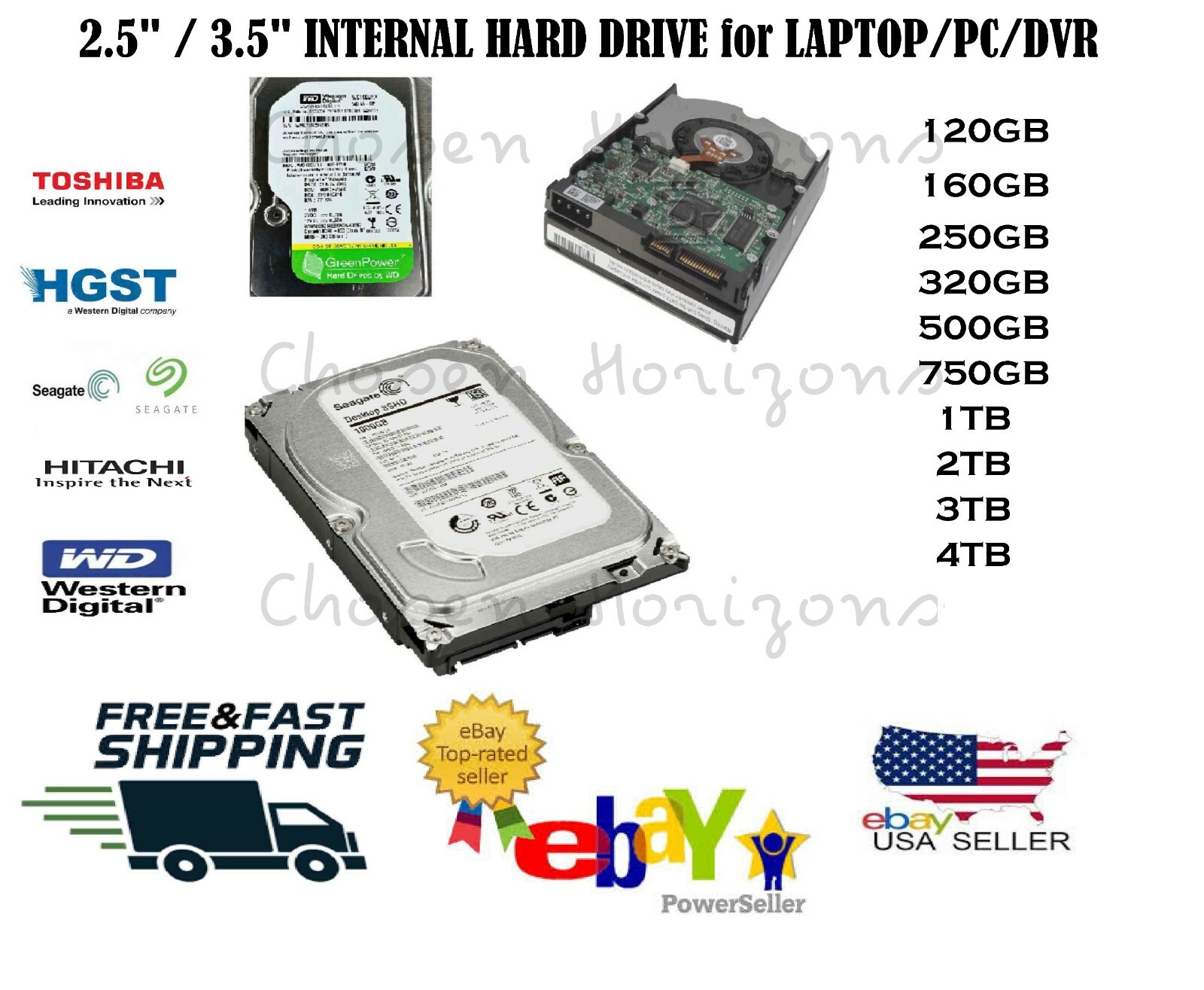 Internal 2.5" 3.5" SATA HDD 250GB 320GB 500GB 1TB 2TB 3TB 4TB CCTV DVR