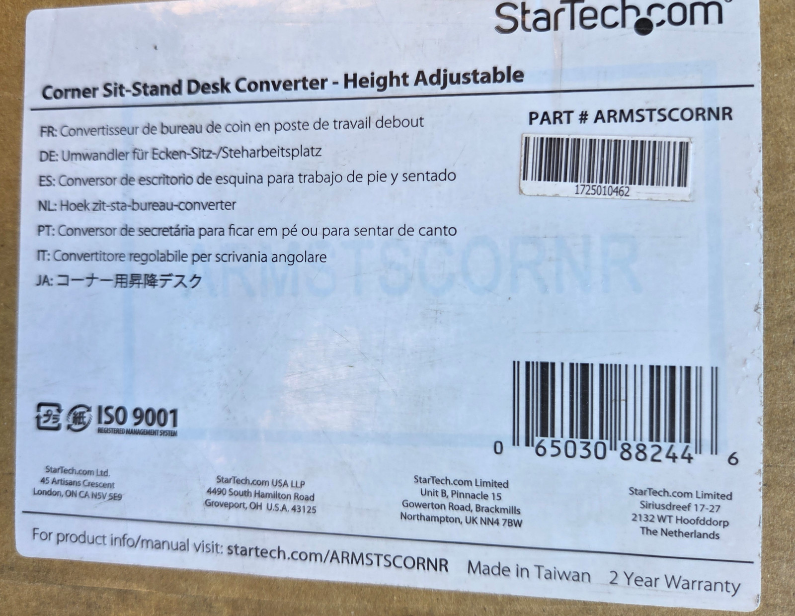StarTech Corner Sit Stand Desk Converter 35x21in (ARMSTSCORNR)