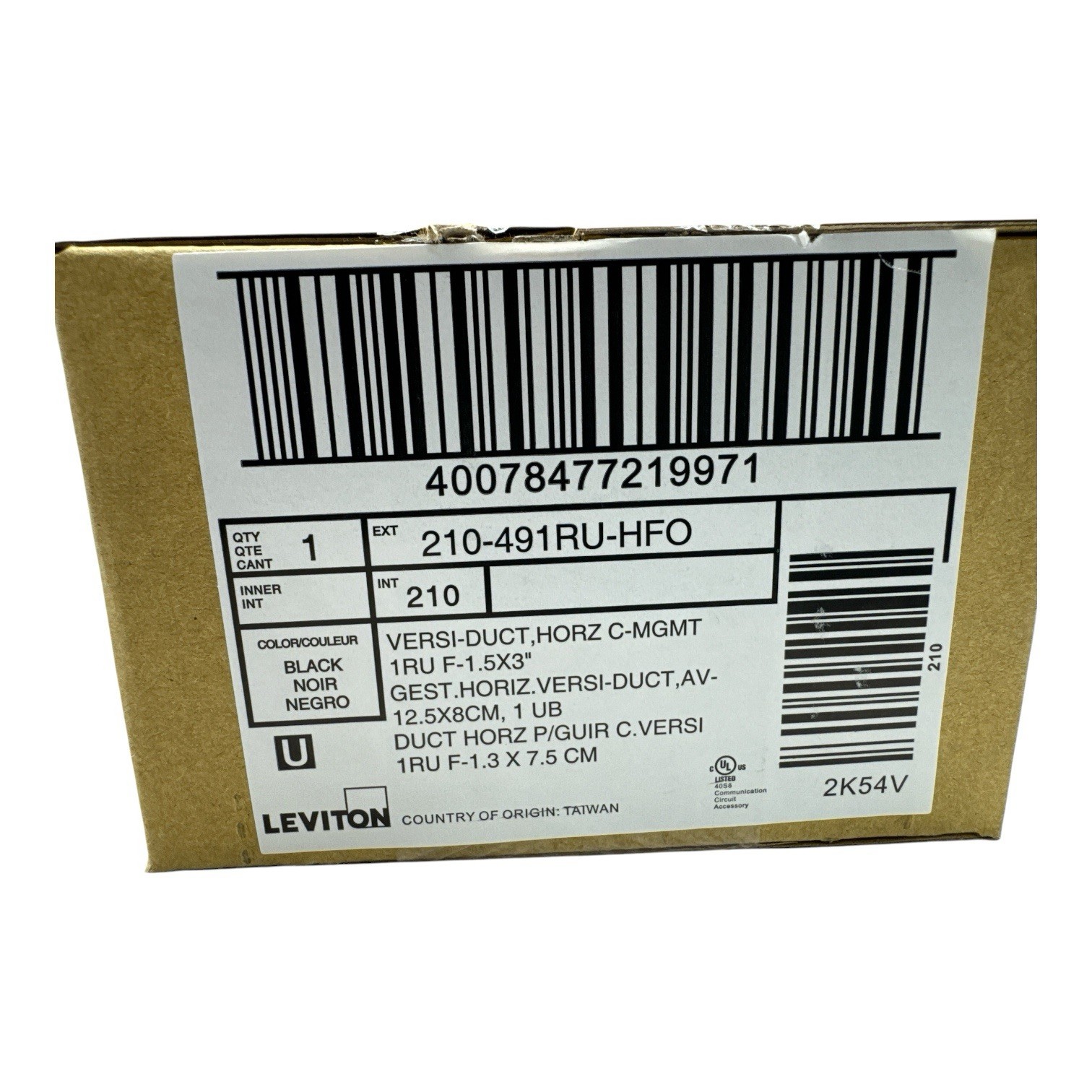 Leviton Horizontal Cable Management System 1RU F-1.5" x 3"  210-491RU-HFO New