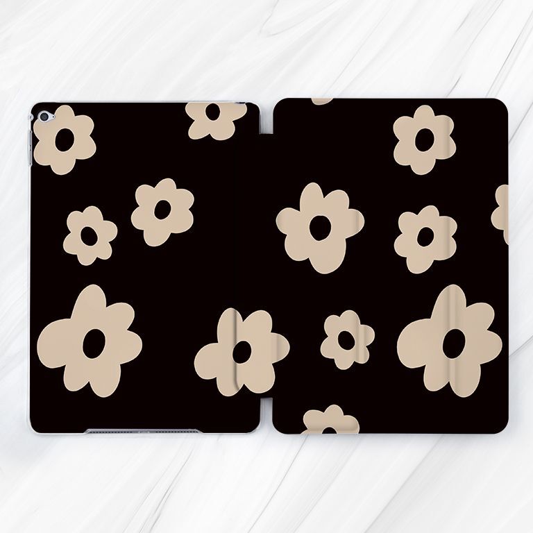 White Daisy Retro Floral Black Case For iPad 10.2 Pro 13 Air 13 Mini 7 10.9 A16