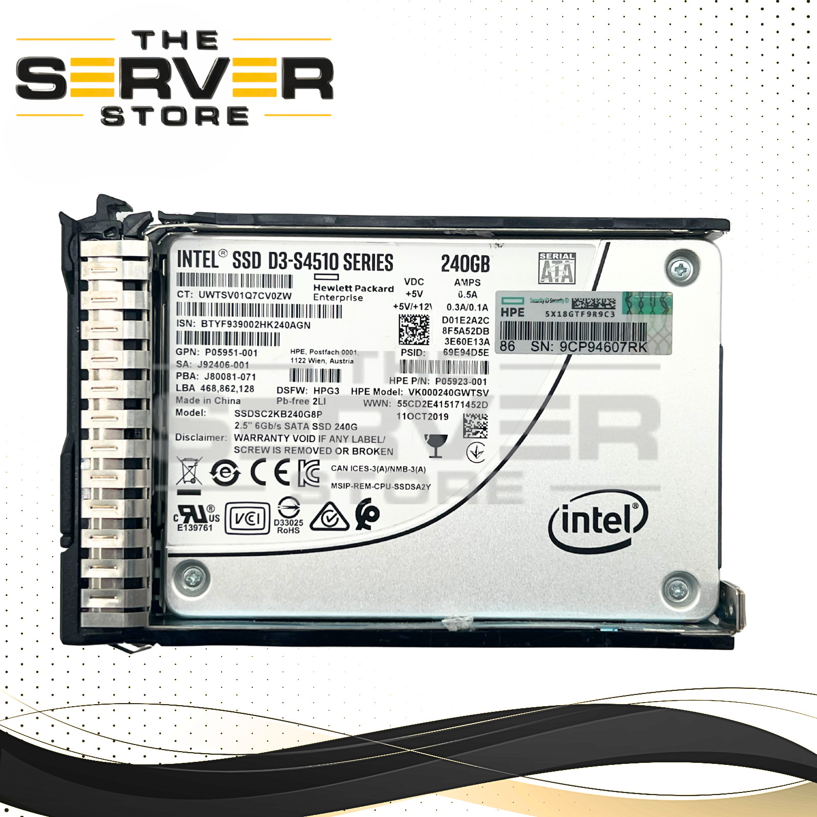 HPE 240GB SATA 6G RI SFF SC 2.5" SSD Intel S4510 for HPE Server G8 G9 G10