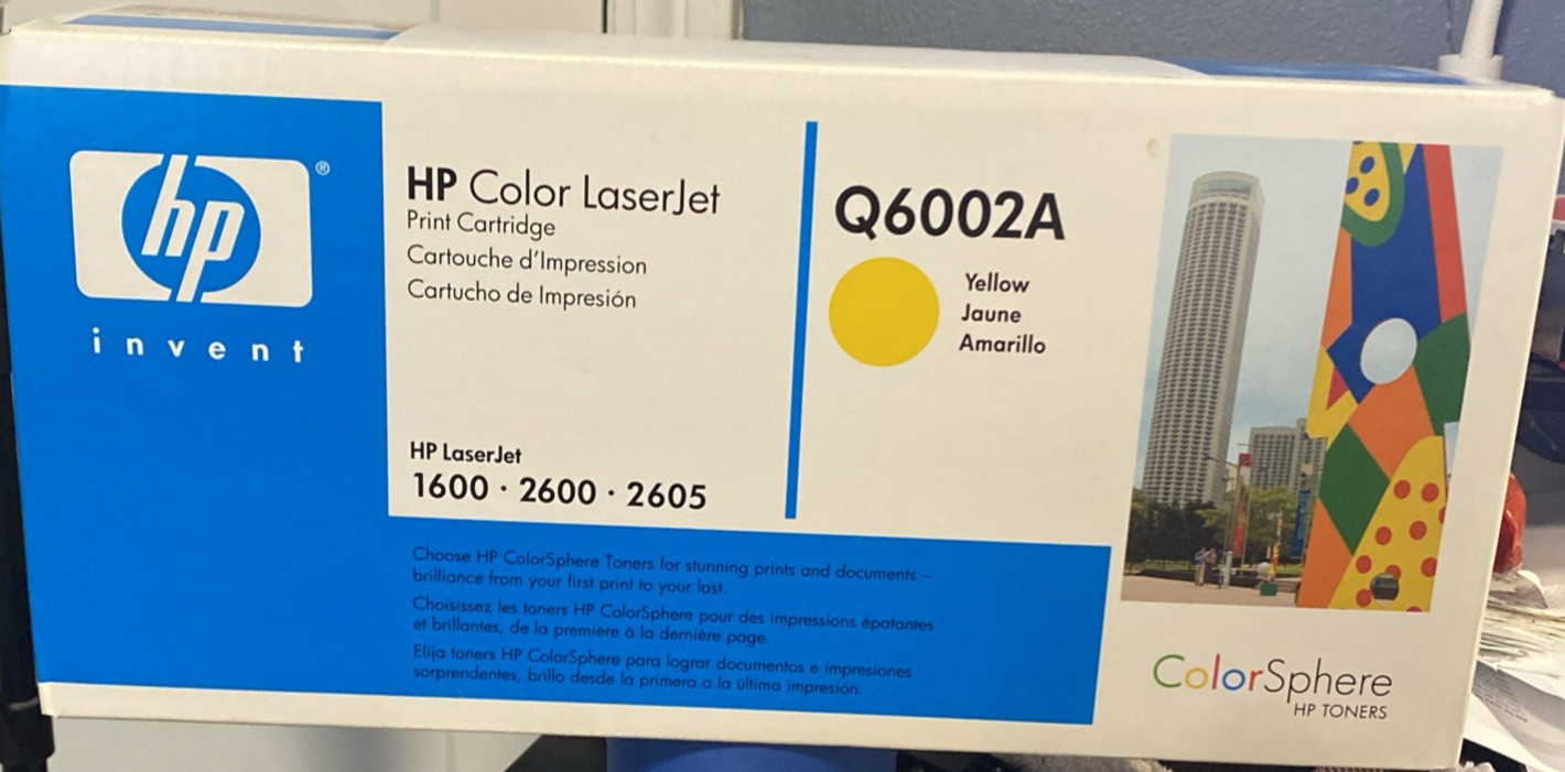 HP Q6002A Yellow Toner Cartridge Color LaserJet 1600 2600 2605 CM1015B Genuine