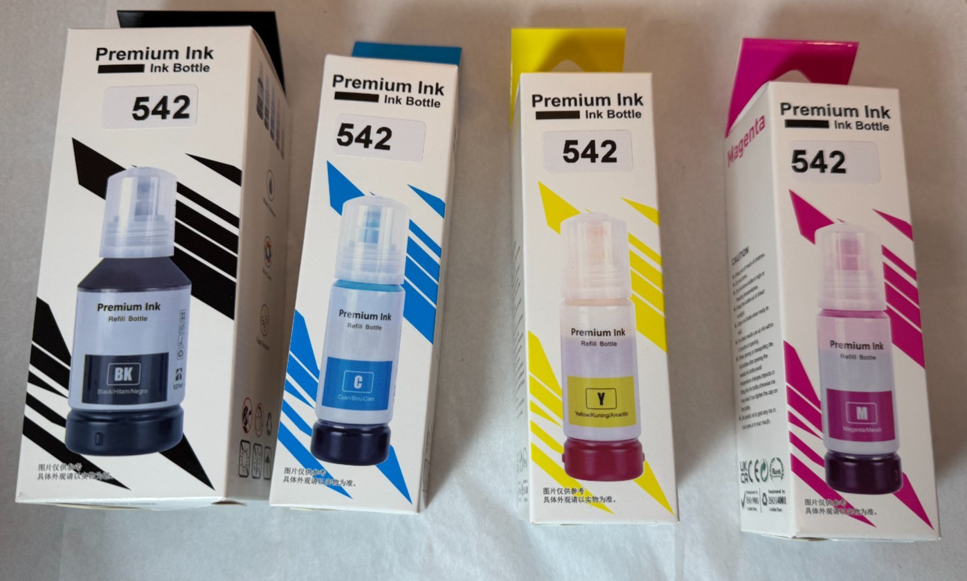 542 For Epson 4 bottles Premium Compatible Water Based Bottle Refill - New