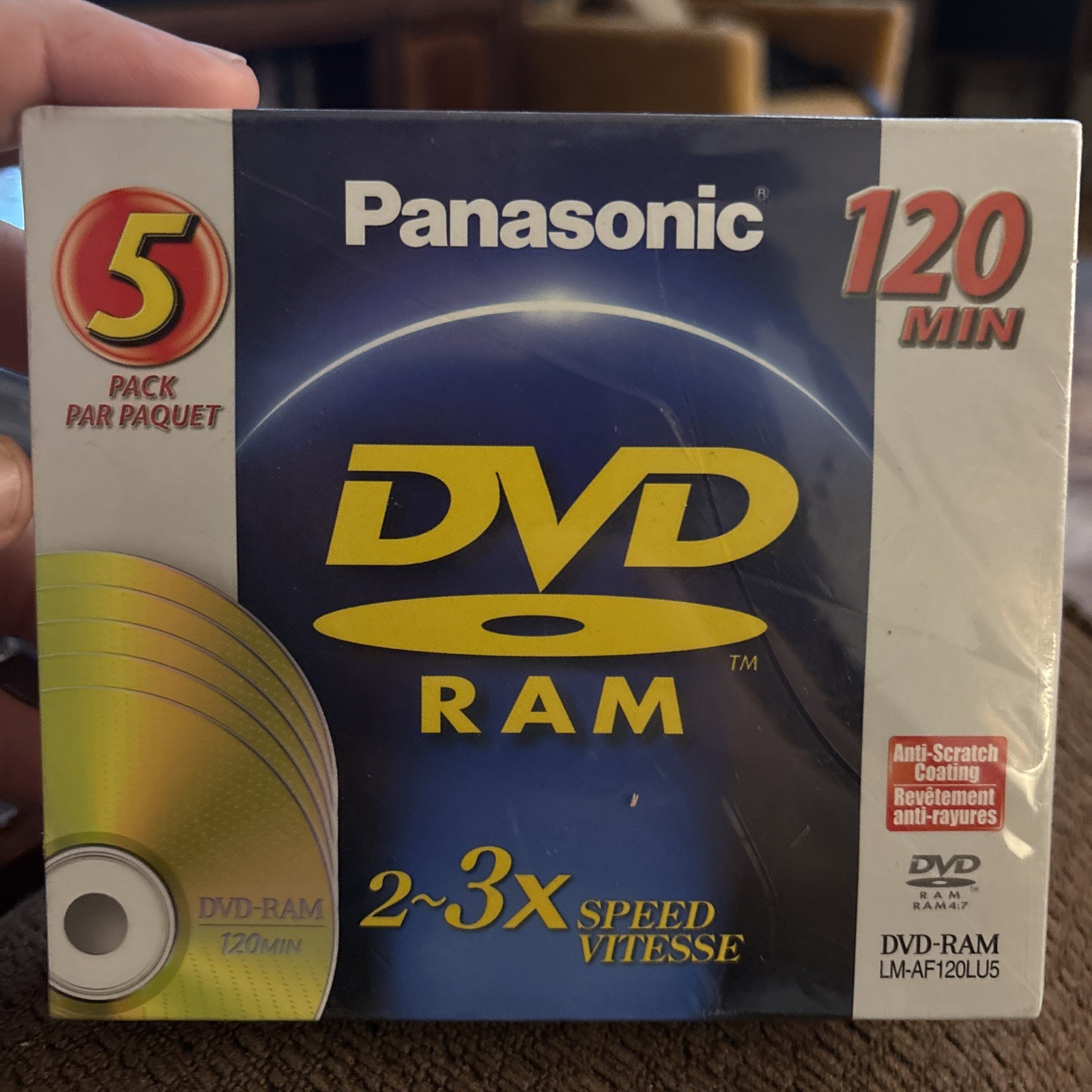 5 PACK Panasonic LM-AF120LU5 DVD RAM Disc 120 MIN 4.7 GB 5 Pack Brand New Sealed