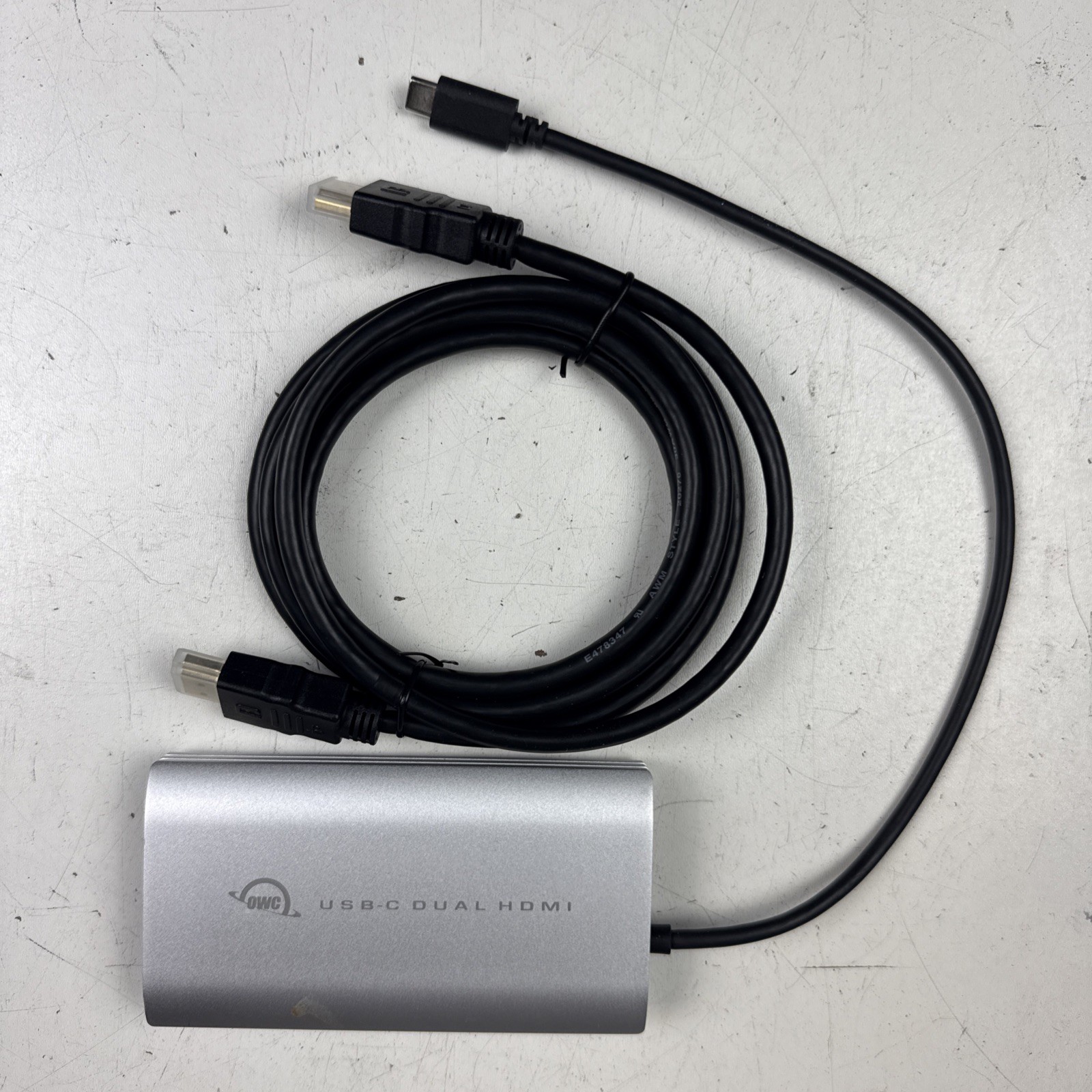 OWC USB-C to Dual HDMI AV Adapter 1:2 Split Plug and Play Silver/Black+6ft HDMI