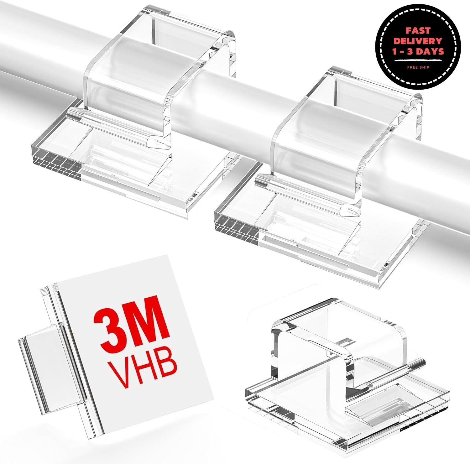 100 clips adhesivos para cables, transparentes, pequeños, para interiores 