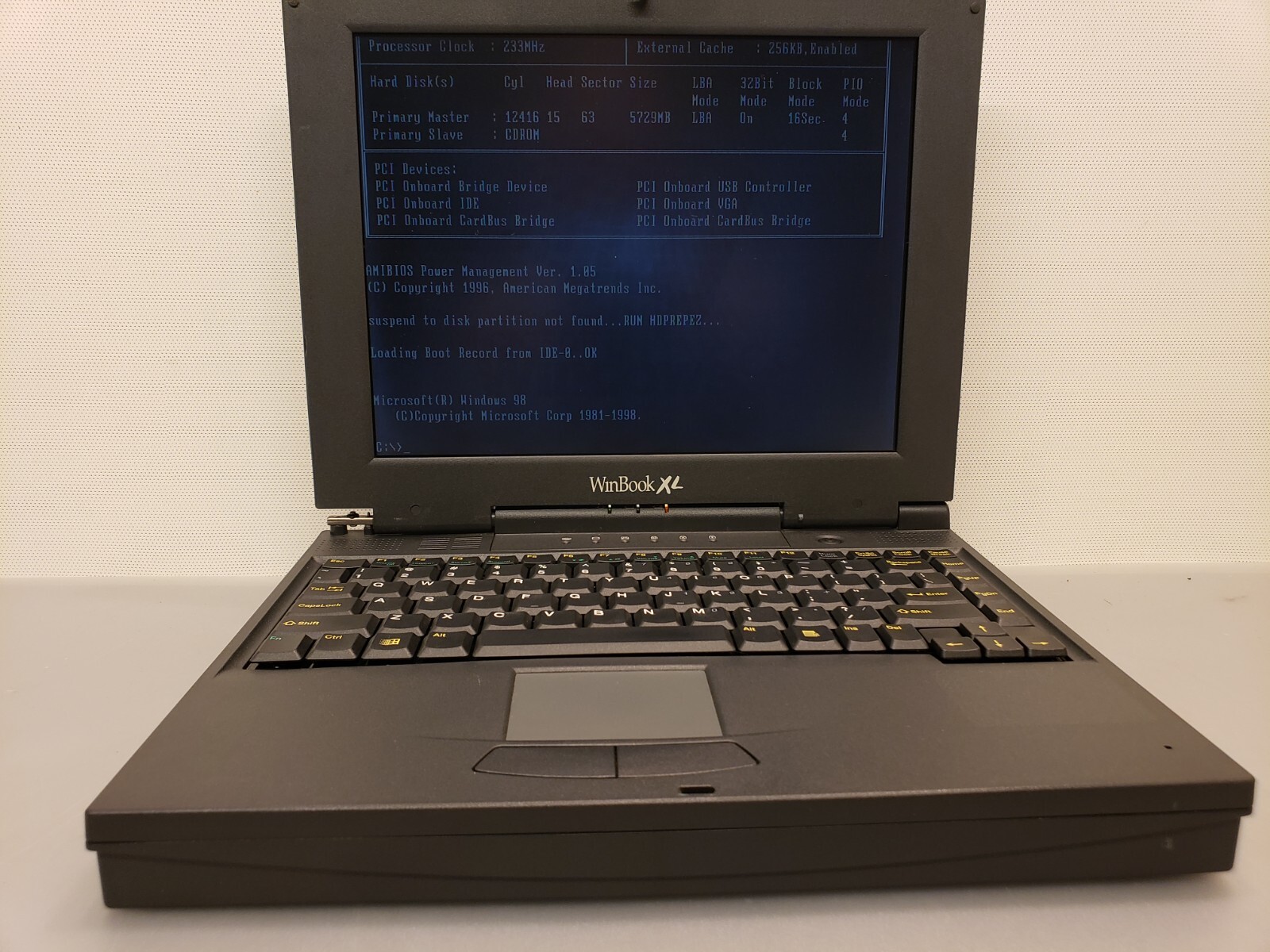 Vintage Winbook XL Laptop Pentium 233 MMX 64MB 6GB 1.44MB Floppy AS-IS READ