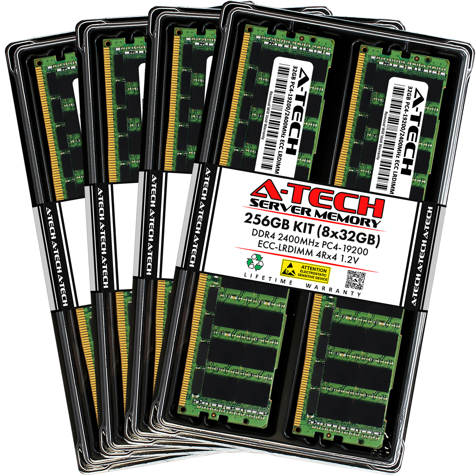 A-Tech 256GB 8x 32GB 4Rx4 PC4-19200 ECC Load Reduced LRDIMM Server Memory RAM