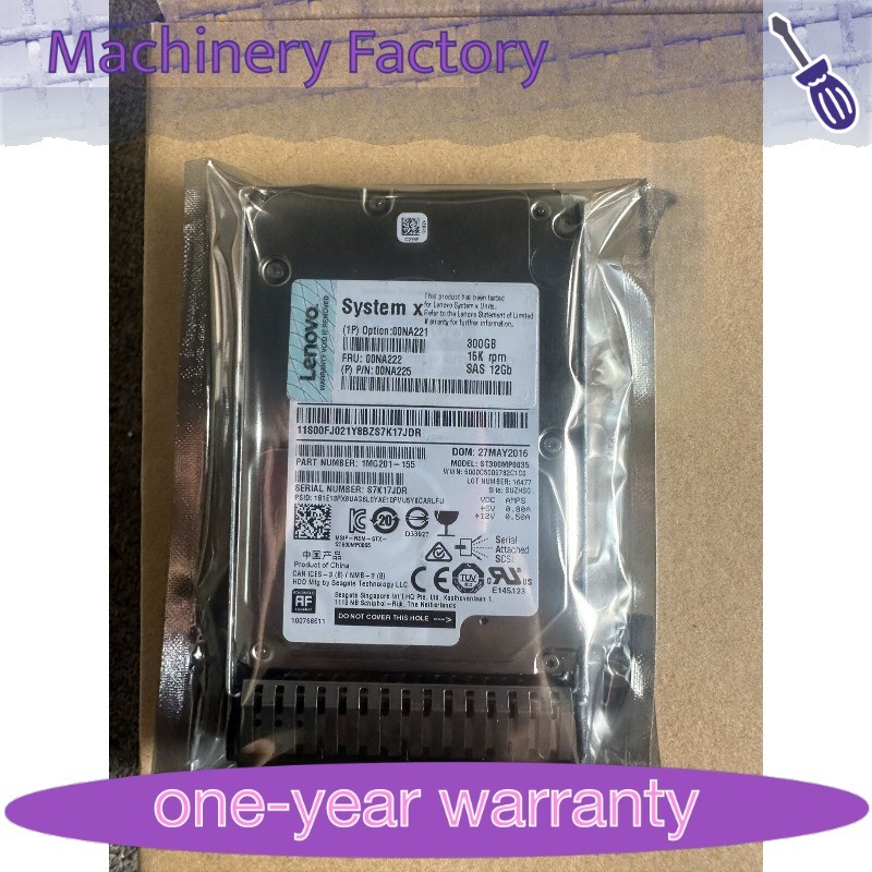 1PCS FOR Lenovo 00NA225 300GB 00NA221 00NA222 12Gbs 15K 2.5" SAS G3HS 512e Hard