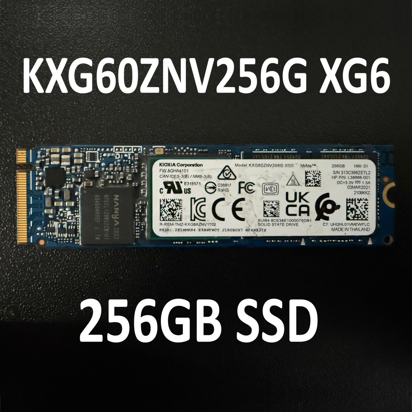 *NEW PULL* KIOXIA XG6 256GB M.2 2280 PCIe NVMe SSD Part #: KXG60ZNV256G XG6
