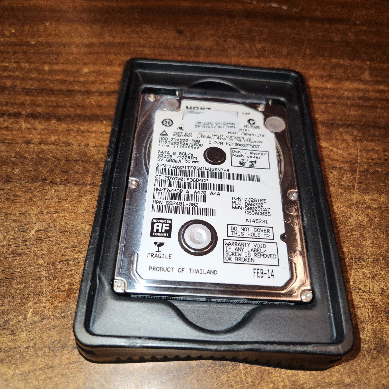 HGST SATA Hard drive, 500 GB, 7200 RPM