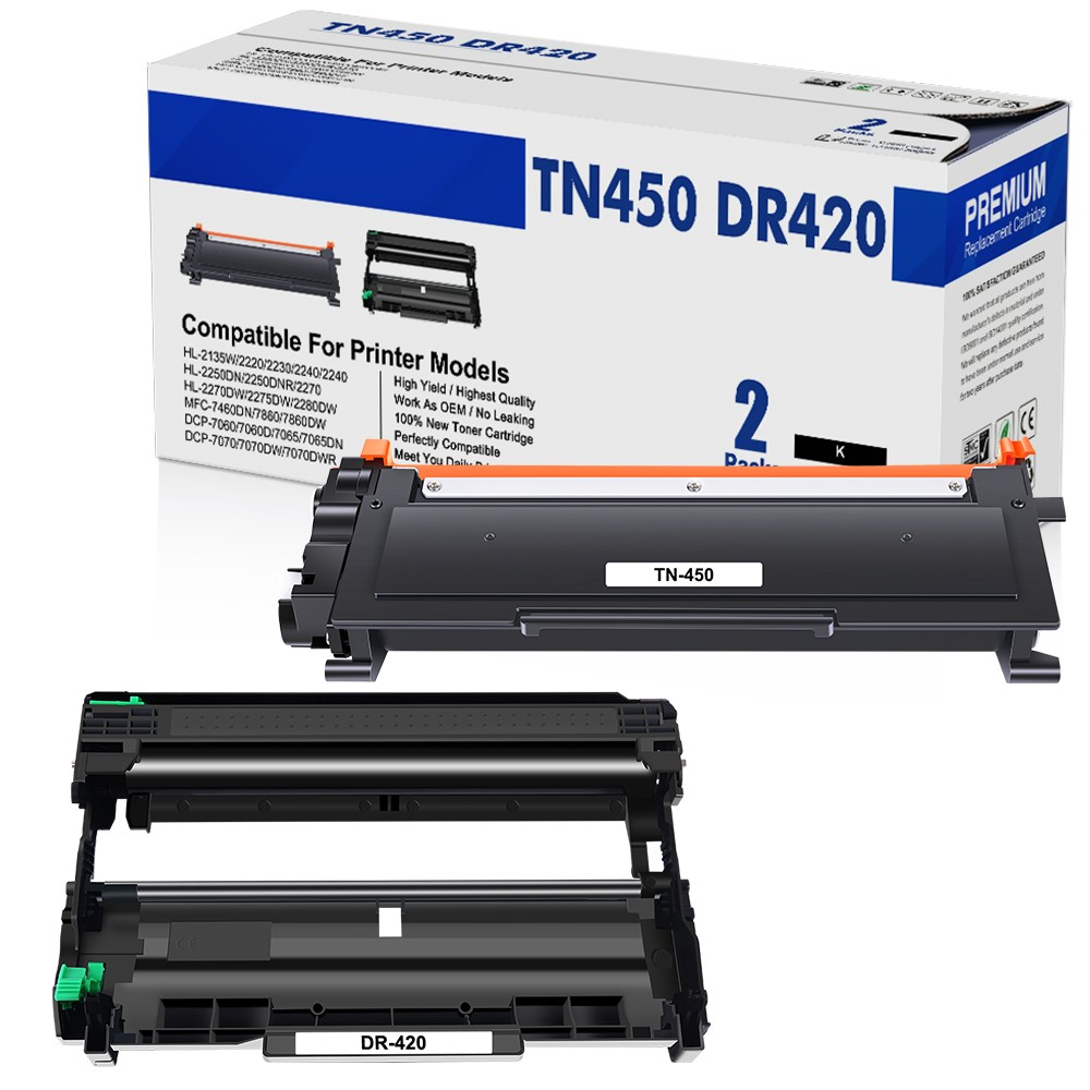 1PK TN450+1PK DR420 BK Toner Cartridge for Brother DCP-7060D DCP-7065DN Printer