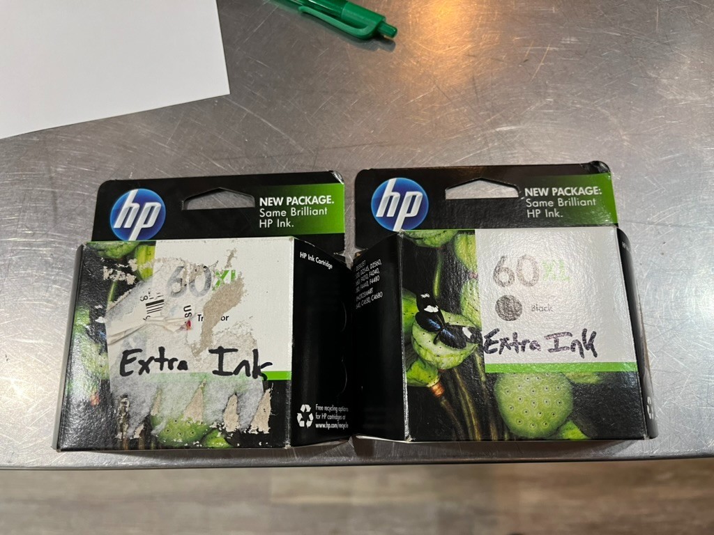 NIB HP 60xl black and color ink inkjet cartridge combo -- hewlett packard
