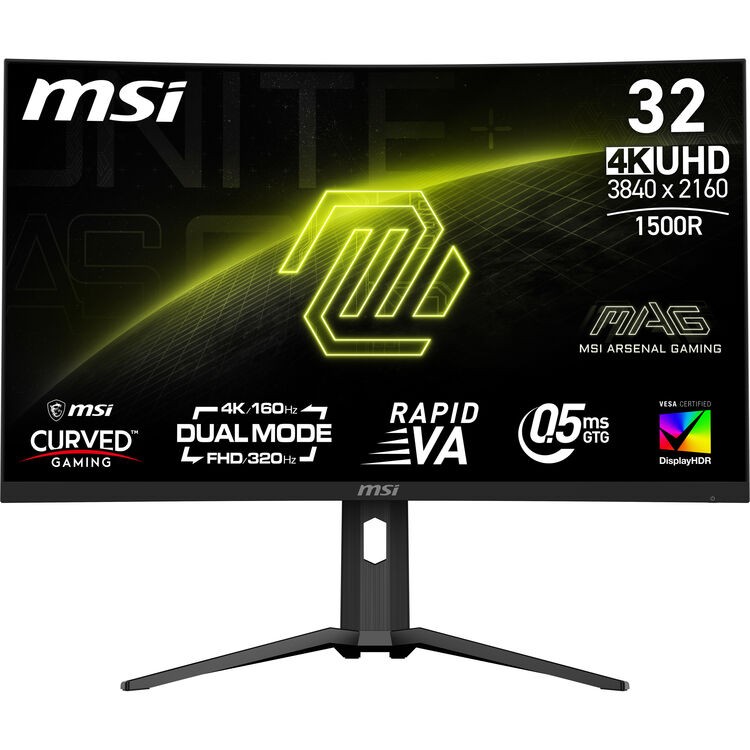 MSI MAG 321CUPDF 31.5" Dual Mode UHD 4K, 160Hz, FHD 320Hz, Curved Monitor USB-C